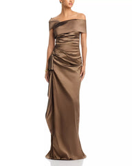 TERI JON AYSM MIKADO SIDE RUCHED GOWN