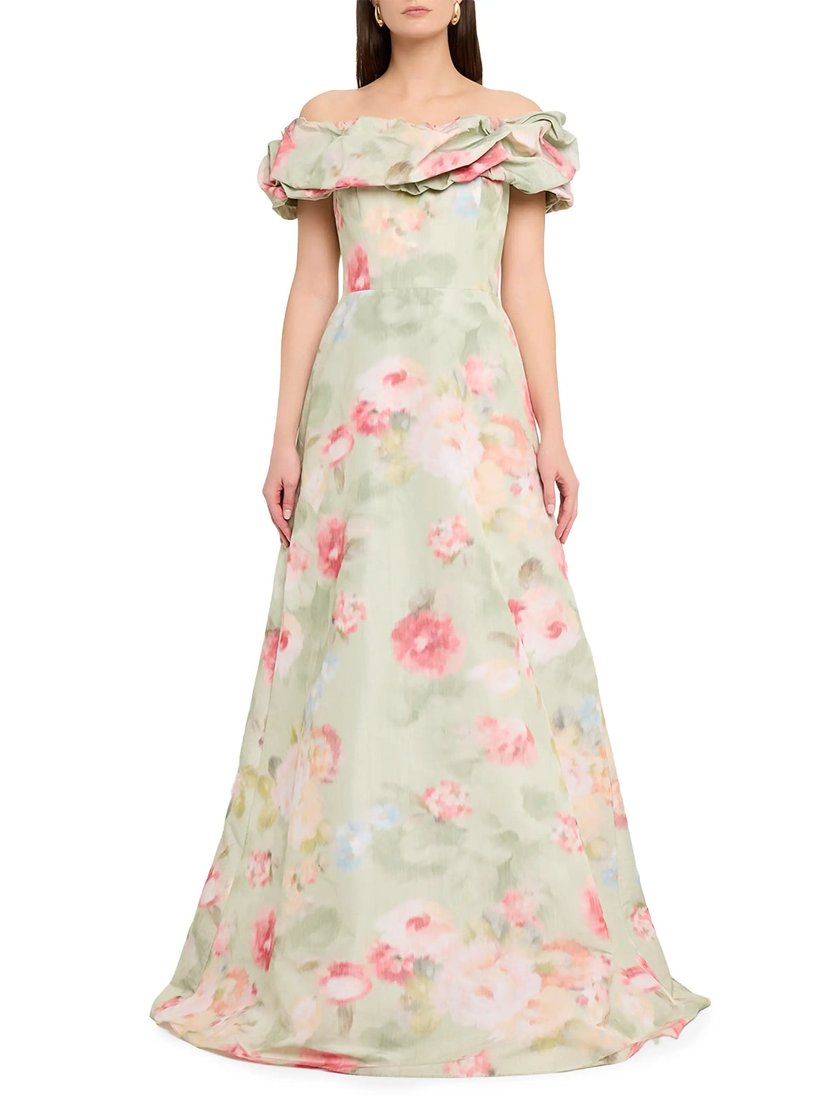 TERI JON OFF SHOULDER FLORAL GOWN