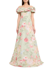 TERI JON OFF SHOULDER FLORAL GOWN