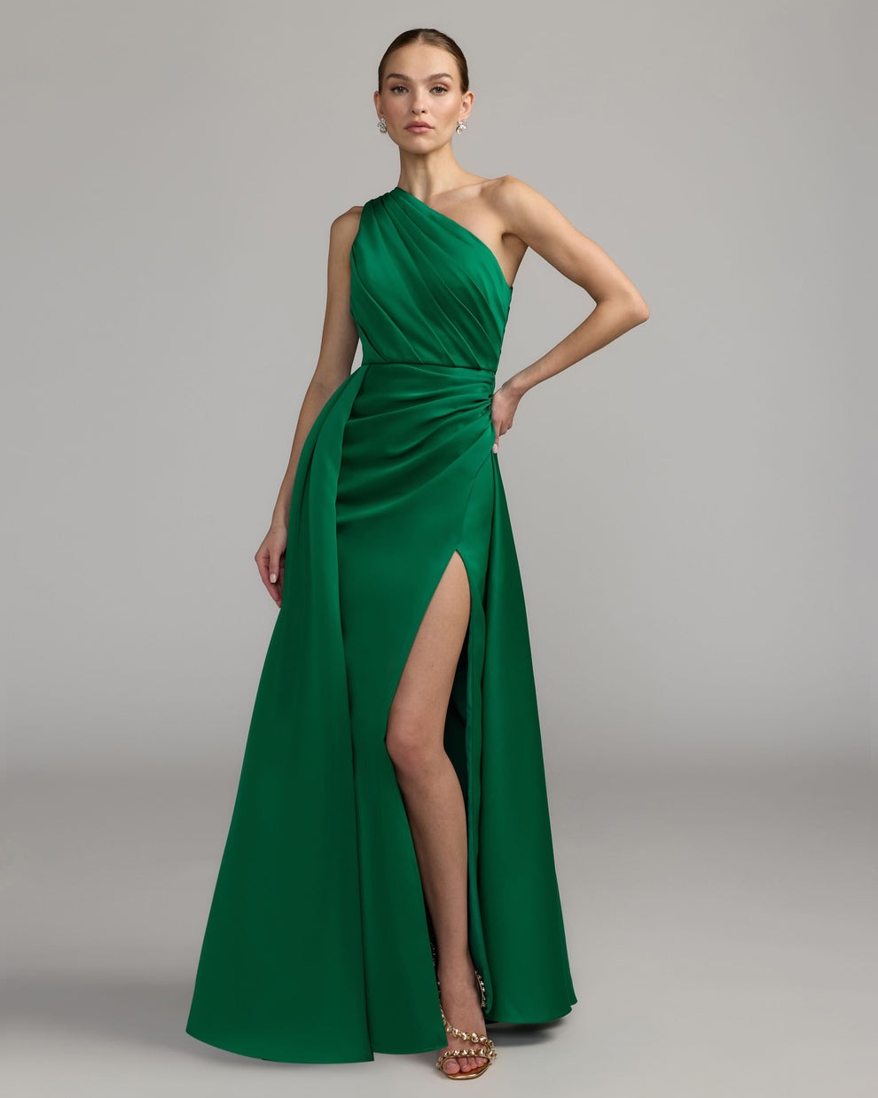 MAC DUGGAL ONE SHOULDER RUCHED COLUMN MIDI