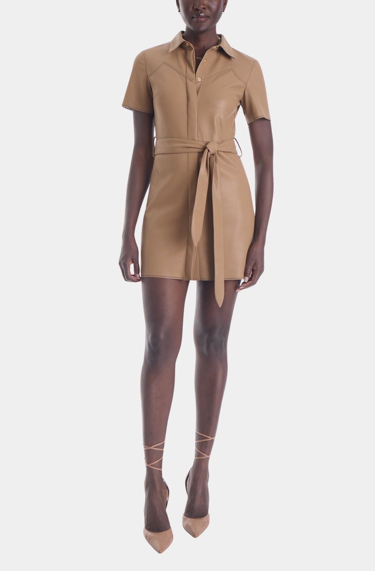 KARINA GRIMALDI MALLIE VEGAN LEATHER MINI DRESS