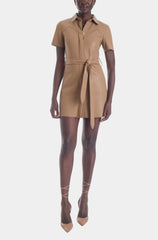 KARINA GRIMALDI MALLIE VEGAN LEATHER MINI DRESS
