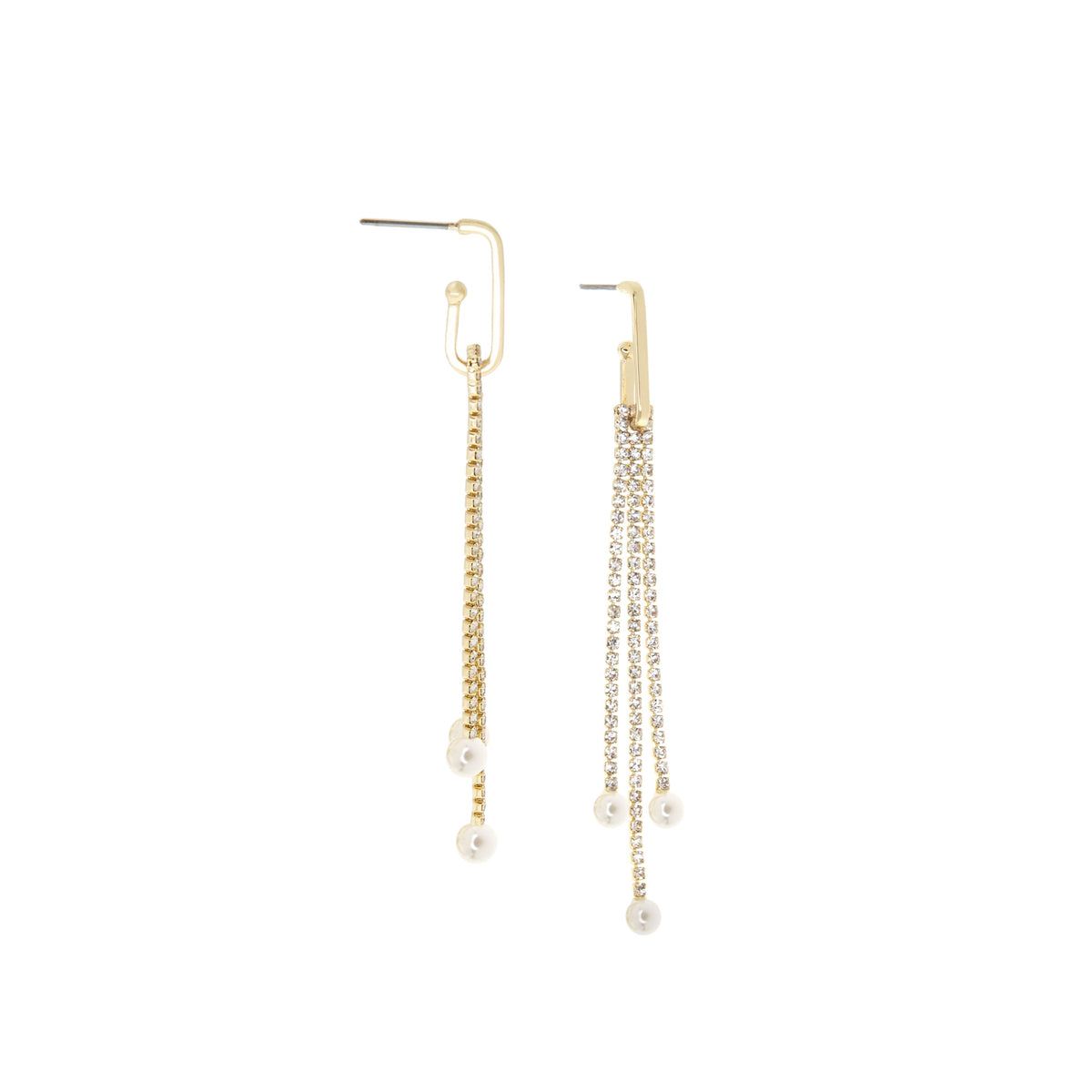MARLYN SCHIFF CRYSTAL AND PEARL FRINGE DROP EARRIN