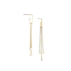 MARLYN SCHIFF CRYSTAL AND PEARL FRINGE DROP EARRIN