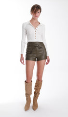 KARINA GRIMALDI MONA LEATHER SHORTS