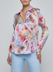 L'AGENCE TYLER LONG SLEEVE BLOUSE MULTI PATCH