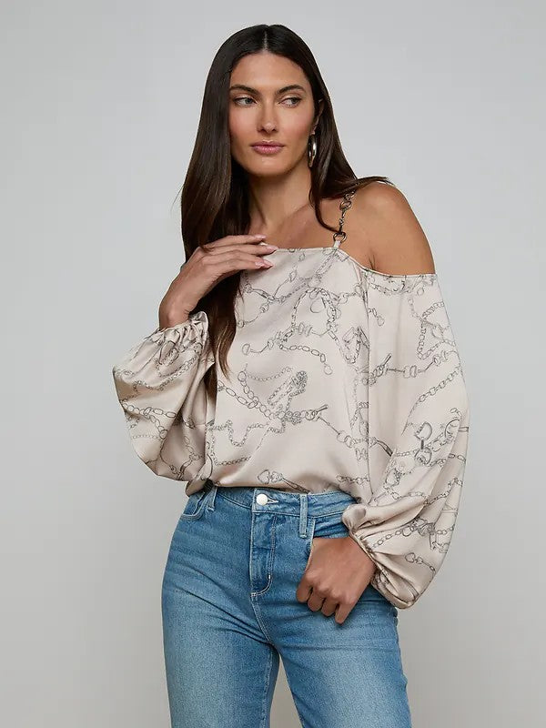L'AGENCE ASAMI CHAIN ONE SHOULDER BLOUSE