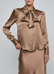 L'AGENCE HONEY TIE NECK BLOUSE