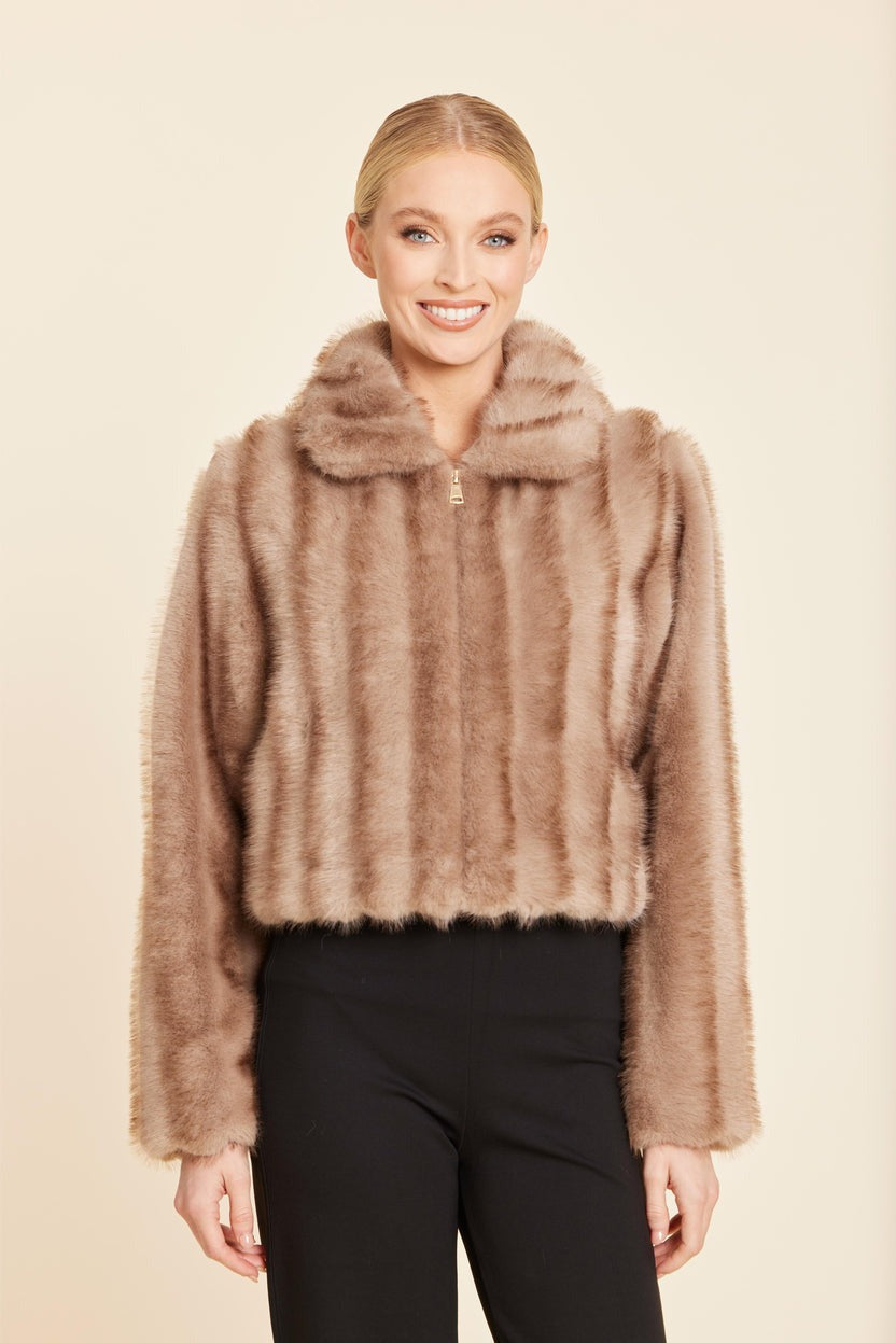DOLCE CABO FUR ZIP FRONT JACKET