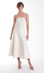 KARINA GRIMALDI EIRA STRAPLESS MIDI DRESS