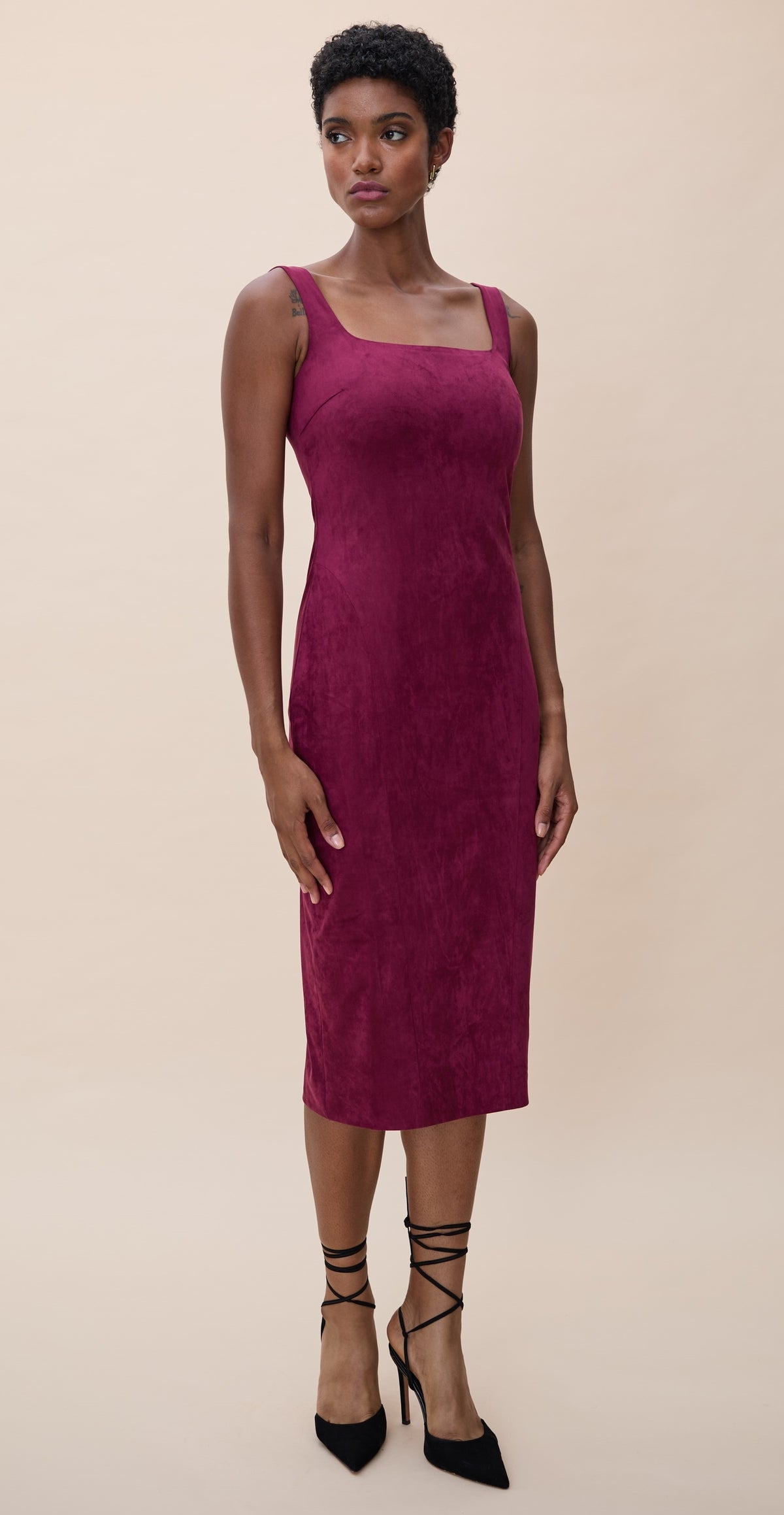 KARINA GRIMALDI STARLA SUEDE MIDI DRESS