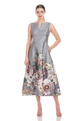 KAY UNGER MARLENE TEA LENGTH DRESS