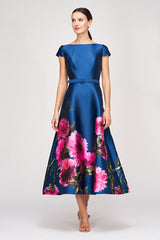 KAY UNGER INA TEA LENGTH DRESS