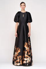 KAY UNGER DELFINA STATEMENT SLEEVE GOWN