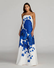 MAC DUGGAL STRAPLESS FLORAL STRAIGHT GOWN