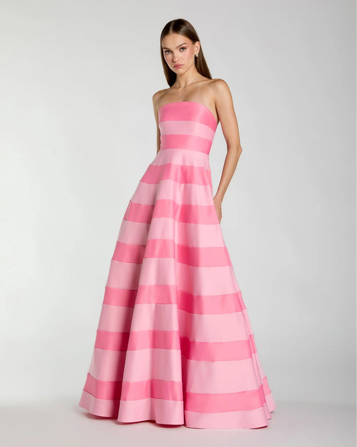 MACDUGGAL STRAPLESS STRIPED GOWN
