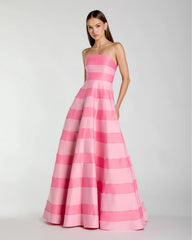 MACDUGGAL STRAPLESS STRIPED GOWN