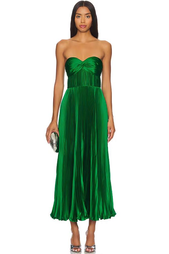 amur green dress Adele Gown shaped hardware at bust AMUR BELLE DRESS 0 /