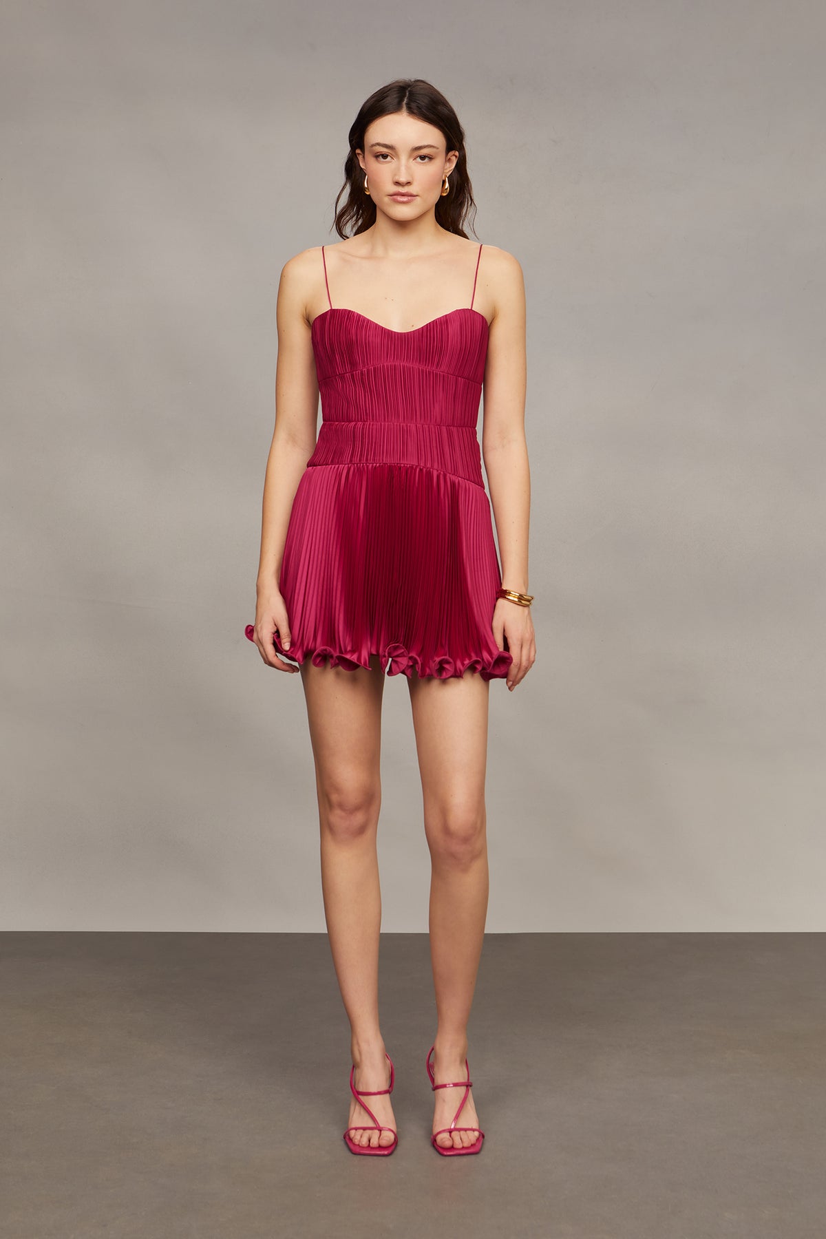 AMUR CAMI PLEATED MINI DRESS