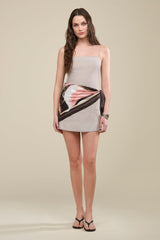 AMUR ASHTIN PRINTED WRAP MINI DRESS