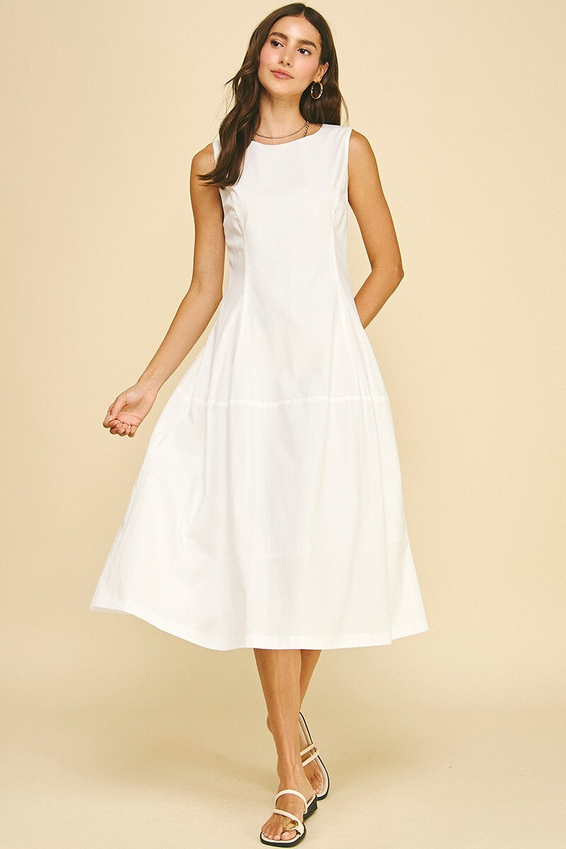 PINCH LINED POPLIN MIDI DRESS