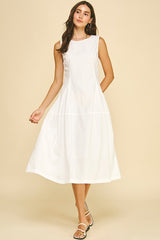 PINCH LINED POPLIN MIDI DRESS