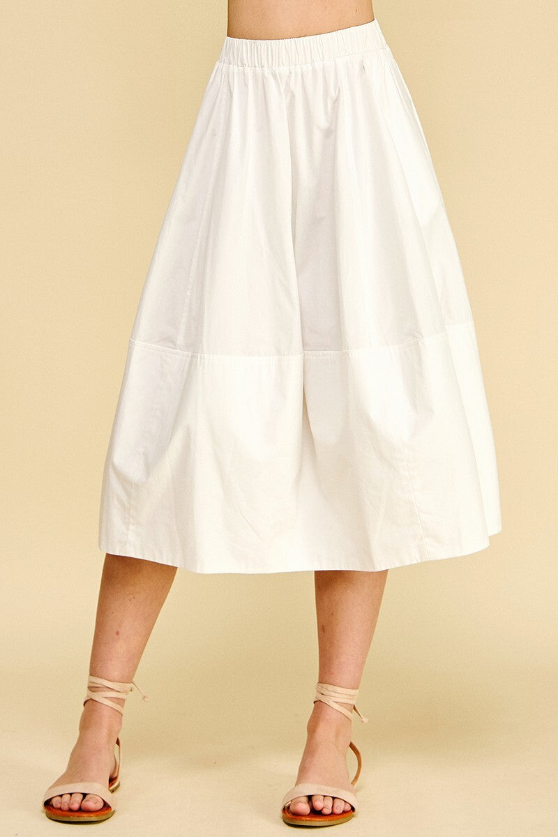 PINCH PLEATED POPLIN MIDI SKIRT