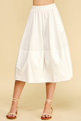 PINCH PLEATED POPLIN MIDI SKIRT