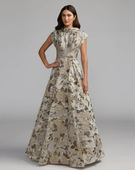 MAC DUGGAL FLORAL BROCADE BALL GOWN