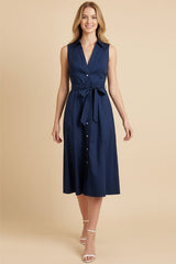 PINCH SLEEVELESS A LINE SHIRT DRESS