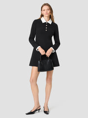FRENCH CONNECTION ECHO CREPE HALF PLAKET LS DRESS