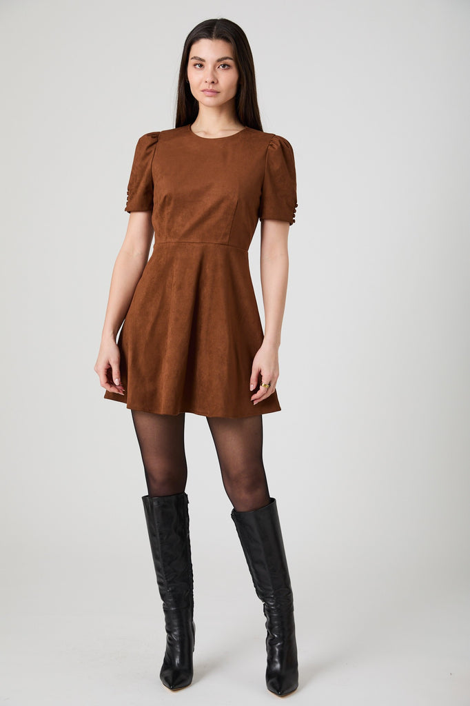 FRENCH CONNECTION SONJA SUEDE FLARE SS MINI DRESS – Effie's Inc
