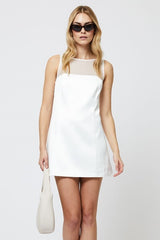 FRENCH CONNECTION CAREY SATIN CHIFFON DRESS