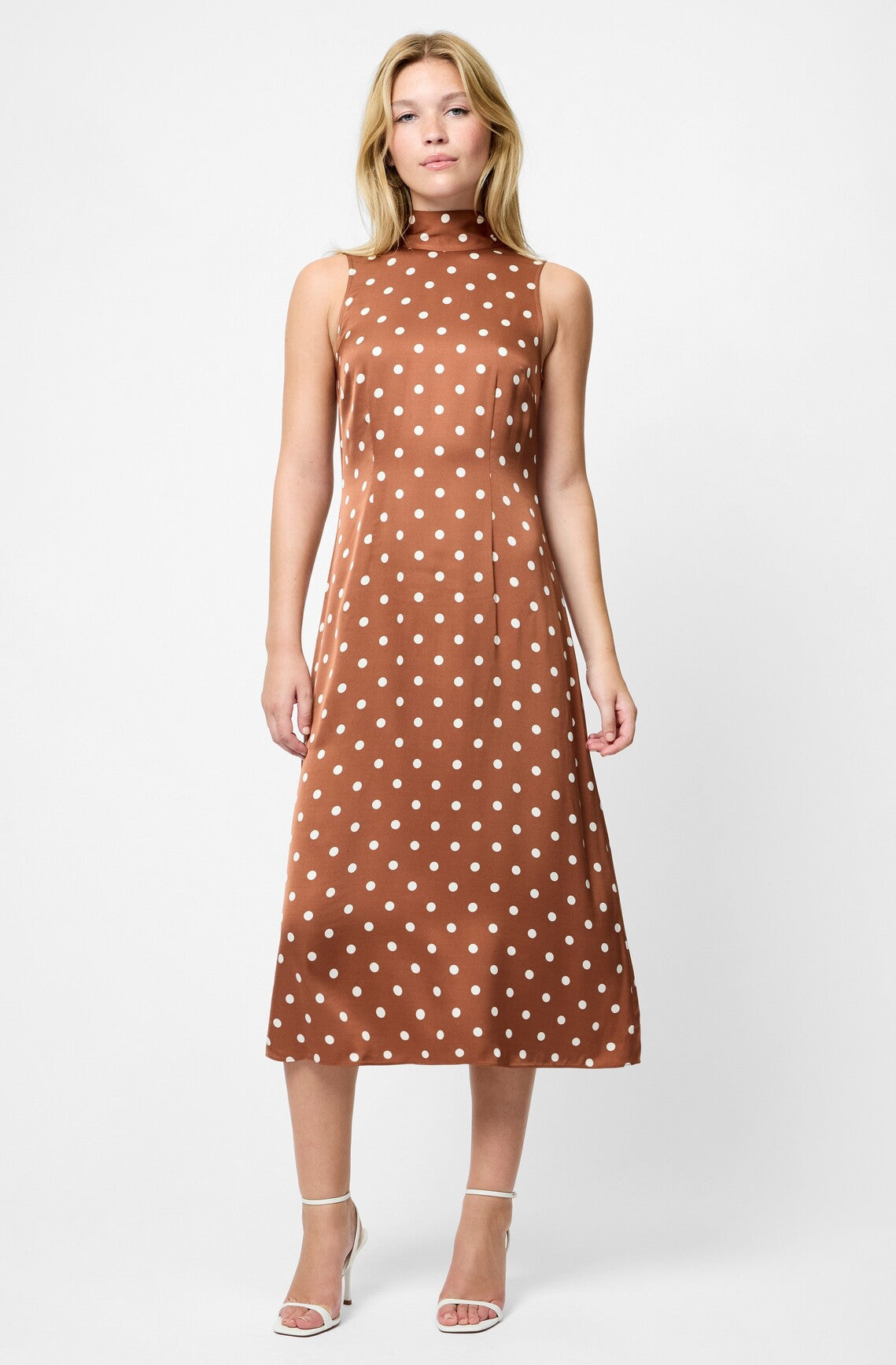 FRENCH CONNECTION ENNIS SATIN BOW MIDI DRESS