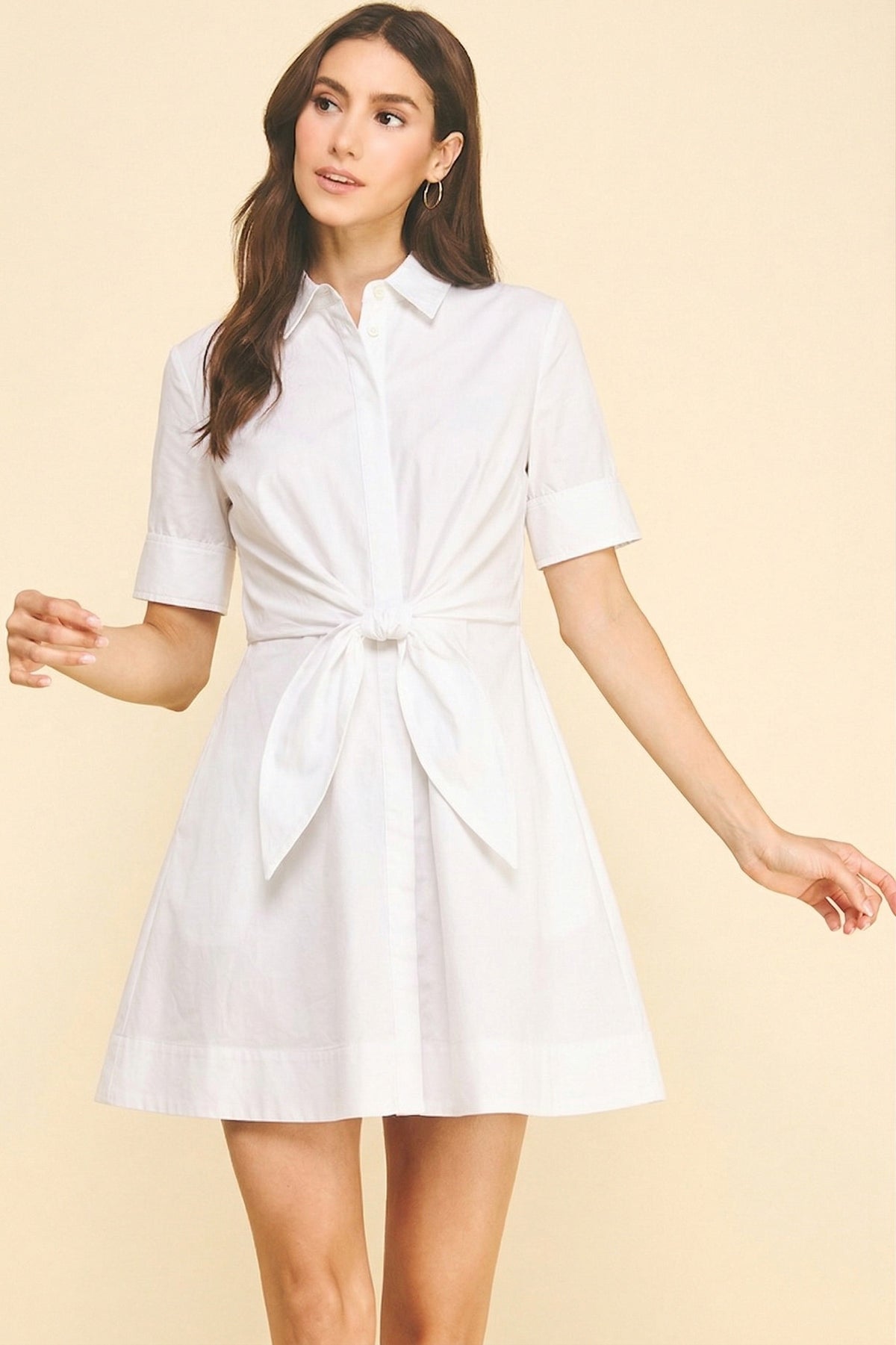 PINCH TIE FRONT SHORT SLEEVE DRESS