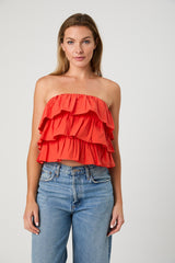 FRENCH CONNECTION AIMEE COTTON STRAPLESS TOP