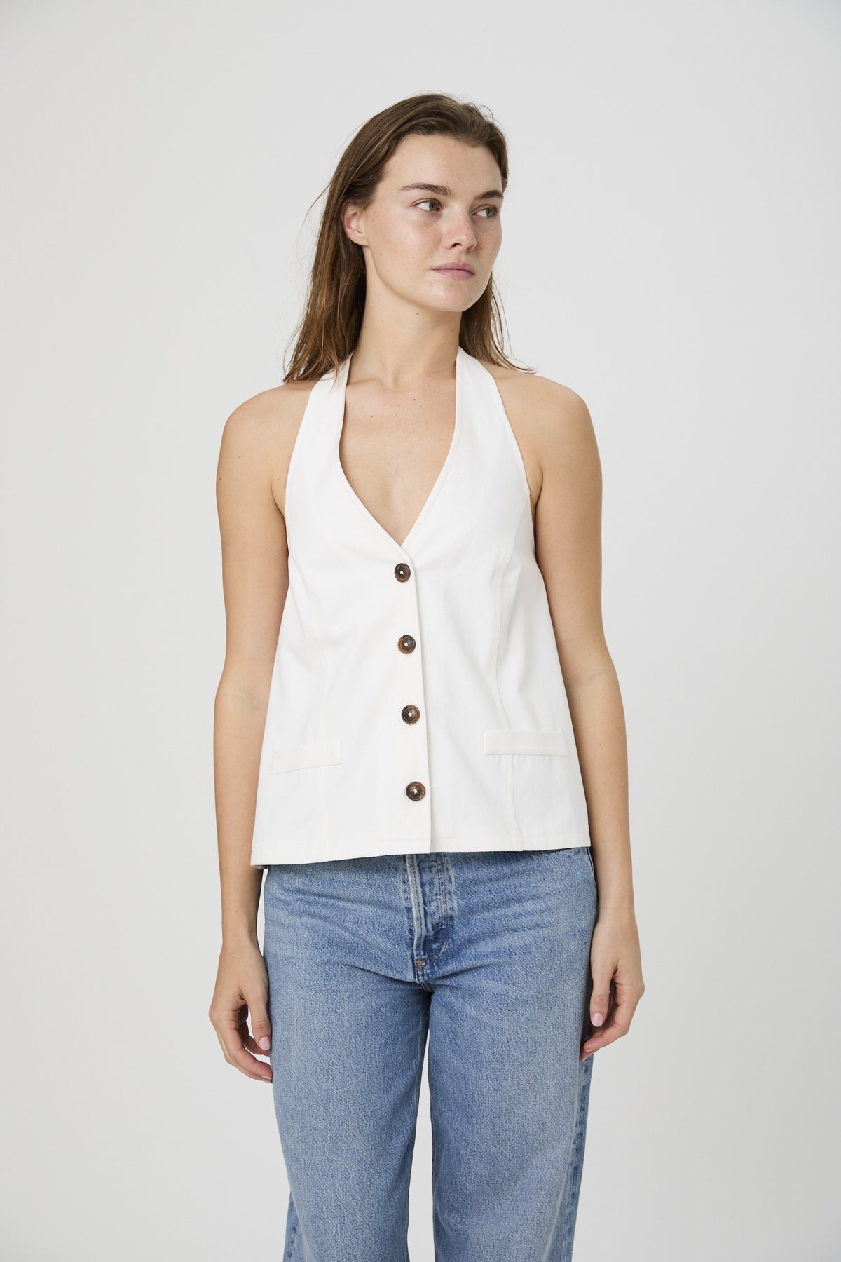FRENCH CONNECTION KELLER COTTON TWL BXY HLTR TOP