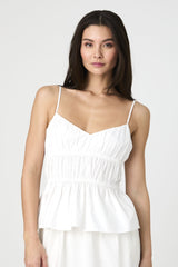 FRENCH CONNECTION POPLIN STRAPPY PEPLUM TOP