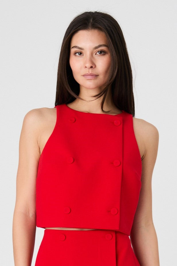 FRENCH CONNECTION AZRA TWILL DOUBLE BREASTED TOP