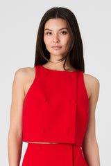 FRENCH CONNECTION AZRA TWILL DOUBLE BREASTED TOP