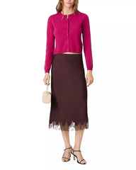 FRENCH CONNECTION ENNIS SATIN LACE MIDI SKIRT