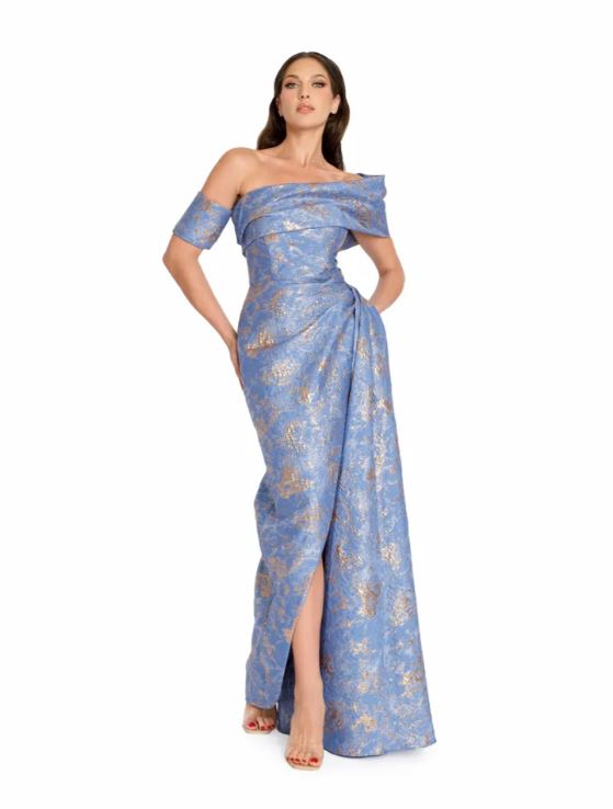 NICOLE BAKTI ONE SHOULDER DRAPED GOWN