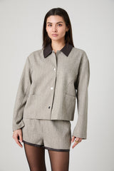 FRENCH CONNECTION SPECKLED HERRINGBONE CRPD JACKET