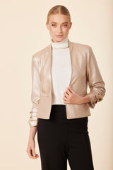 DOLCE CABO RUCHED SLV LEATHER JACKET