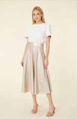 DOLCE CABO PREFORATED LEATHER MIDI SKIRT