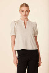 DOLCE CABO V NECK PUFF SLEEVE DRESS