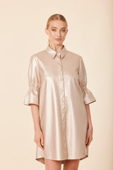 DOLCE CABO METALLIC RUFFLE SLV DRESS