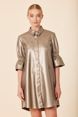 DOLCE CABO METALLIC RUFFLE SLV DRESS