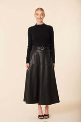 Vegan Leather Mock Turtle Long Dress Black / M Vegan Leather Mock Turtle Long Dress Black / M