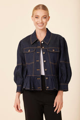 DOLCE CABO PEPLUM DENIM JACKET